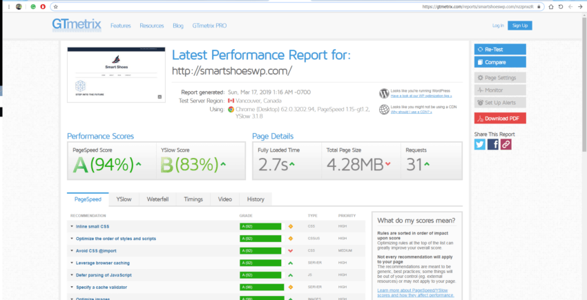 W3_totalcache plugin speed test