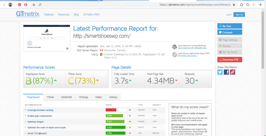 Wordfence plugin speed test