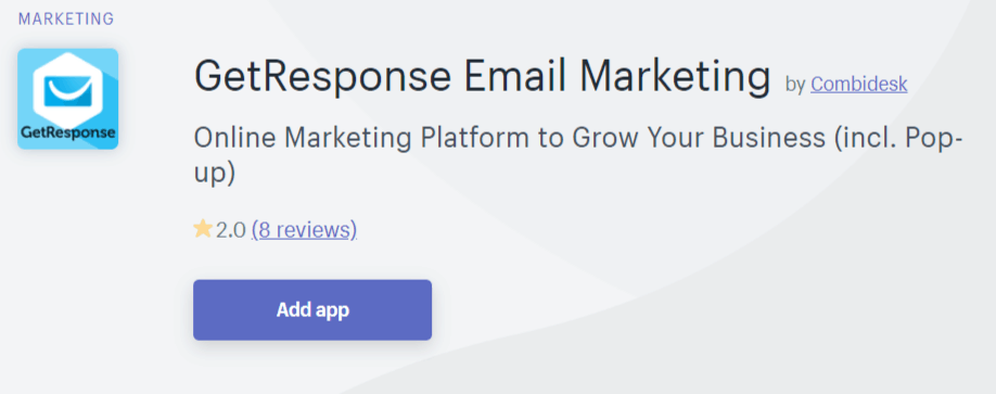 Get Response integration for Shopify
