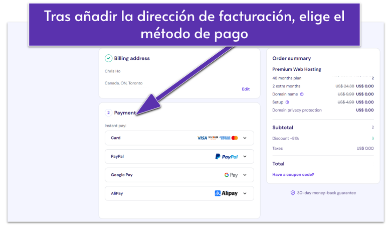 Hostinger Payment Method Options