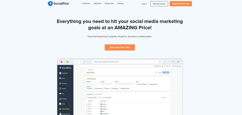 SocialPilot homepage - SocialPilot review