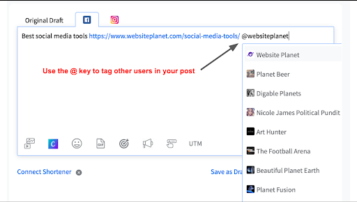 SocialPilot tag other users in your post