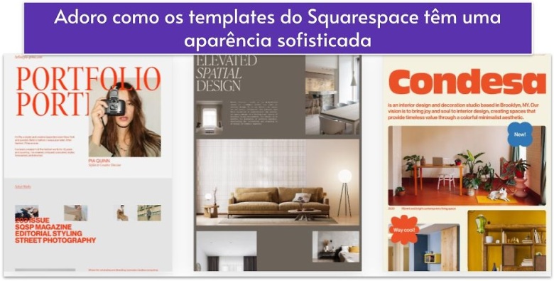 Adoro como os templates do Squarespace têm uma aparência sofisticada