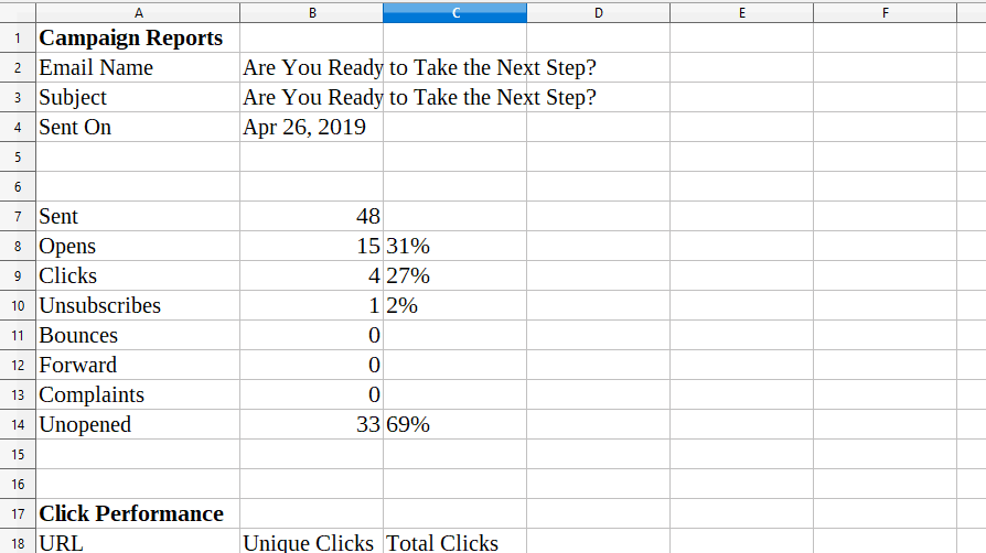 Benchmark Email Marketing – Excel Campaign Reports