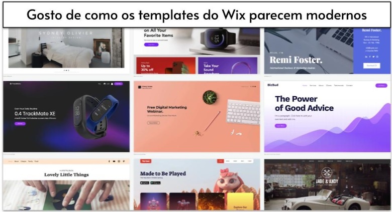 Gosto de como os templates do Wix parecem modernos