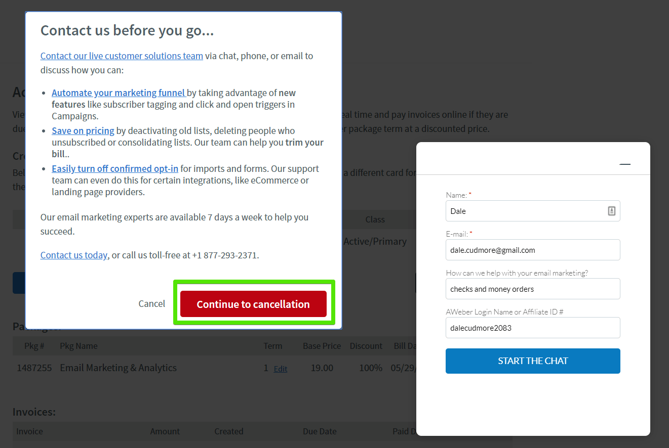 Continue cancel