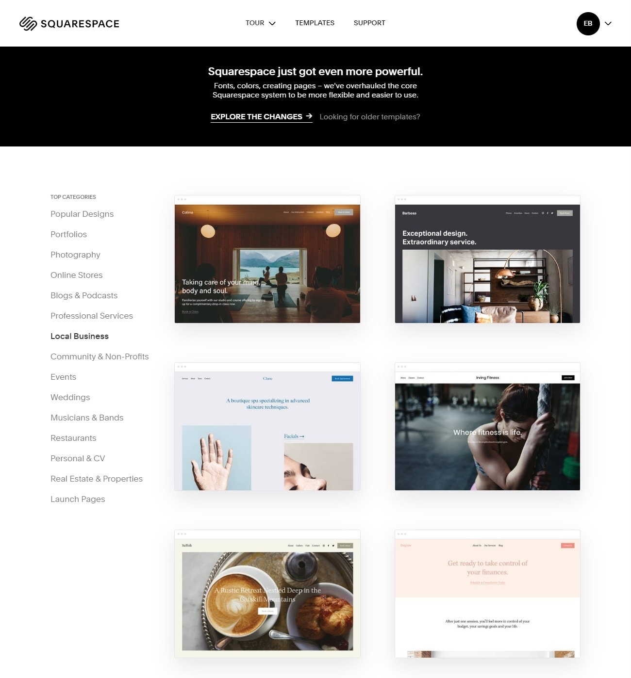 Squarespace Local Business templates
