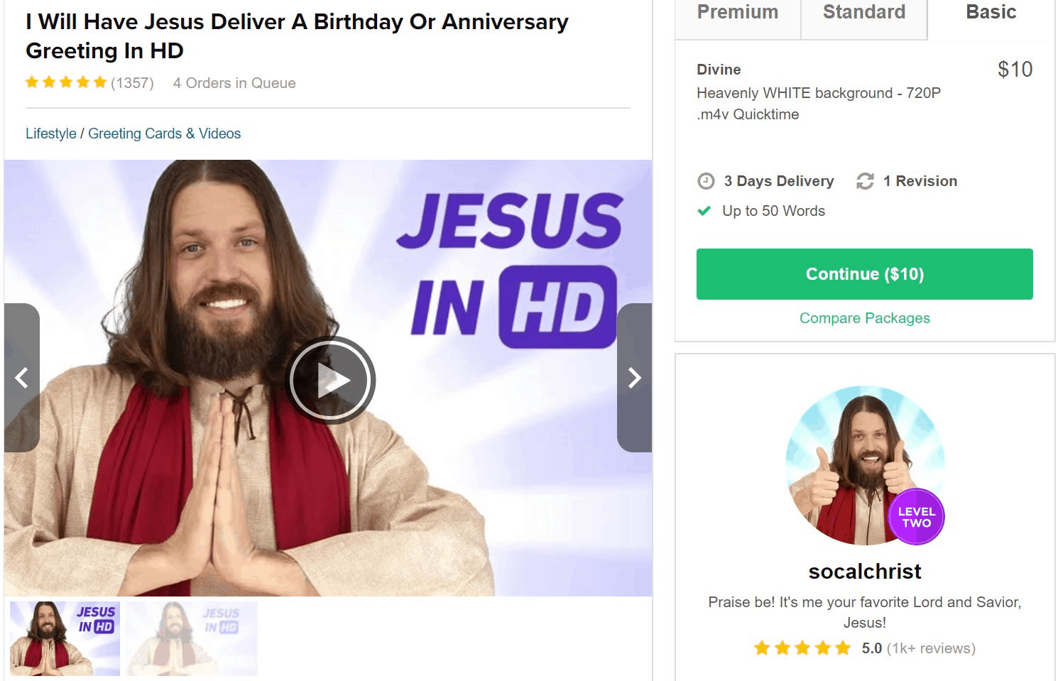 Fiverr - Jesus gig