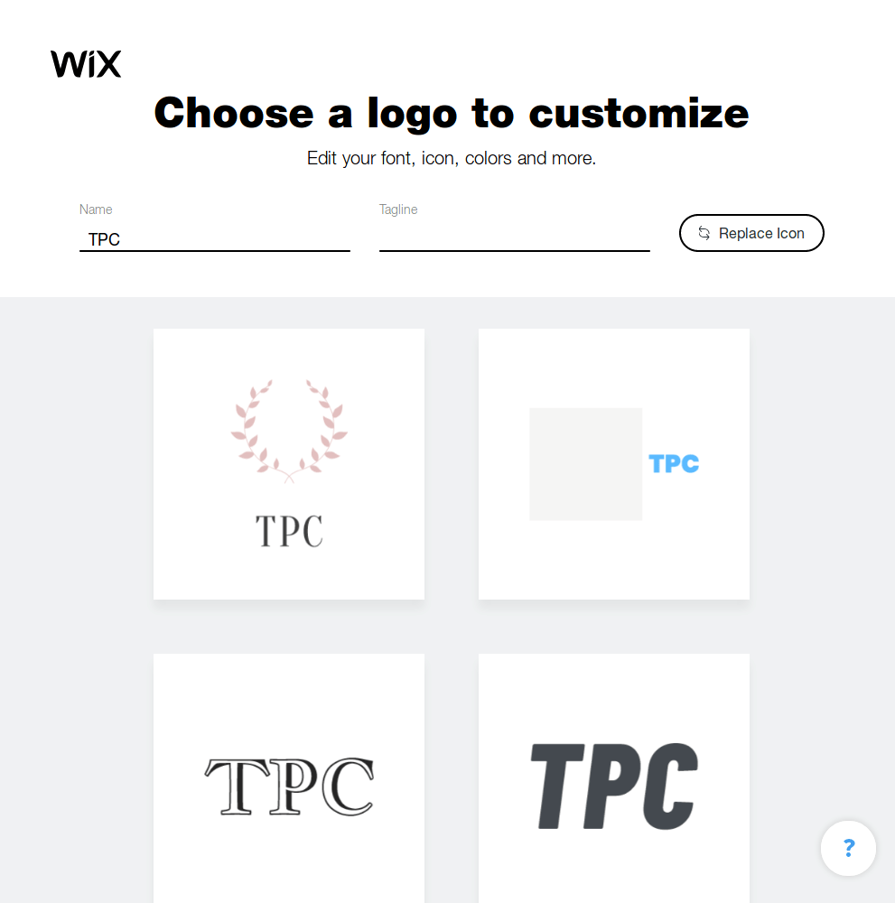 Wix Logo Maker screenshot - Choose a logo to customize