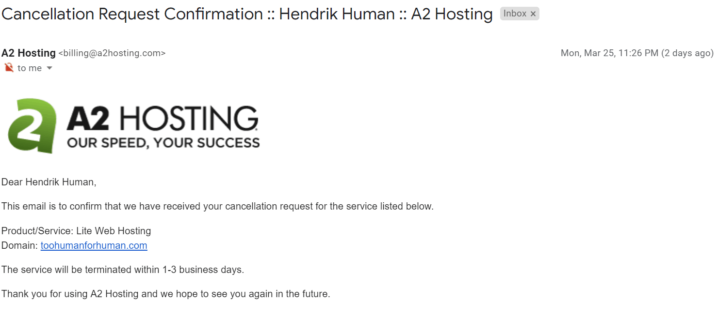 How to Cancel Your A2 Hosting Account and Get a Refund-image6