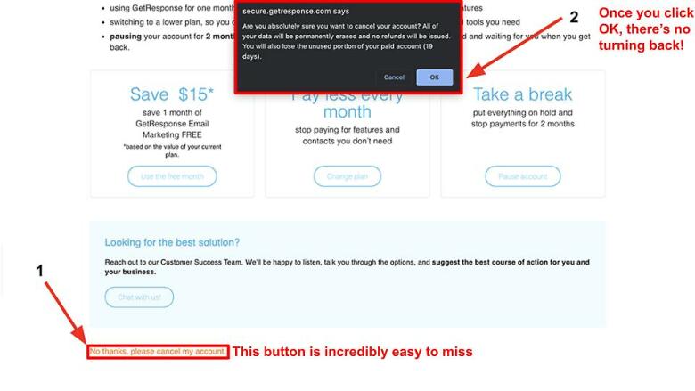 How to Cancel Your GetResponse Account - final browser notification