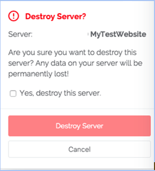 Destroy Server Screen on Vultr
