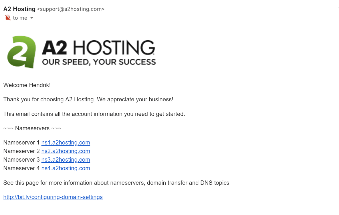 A2 hosting DNS