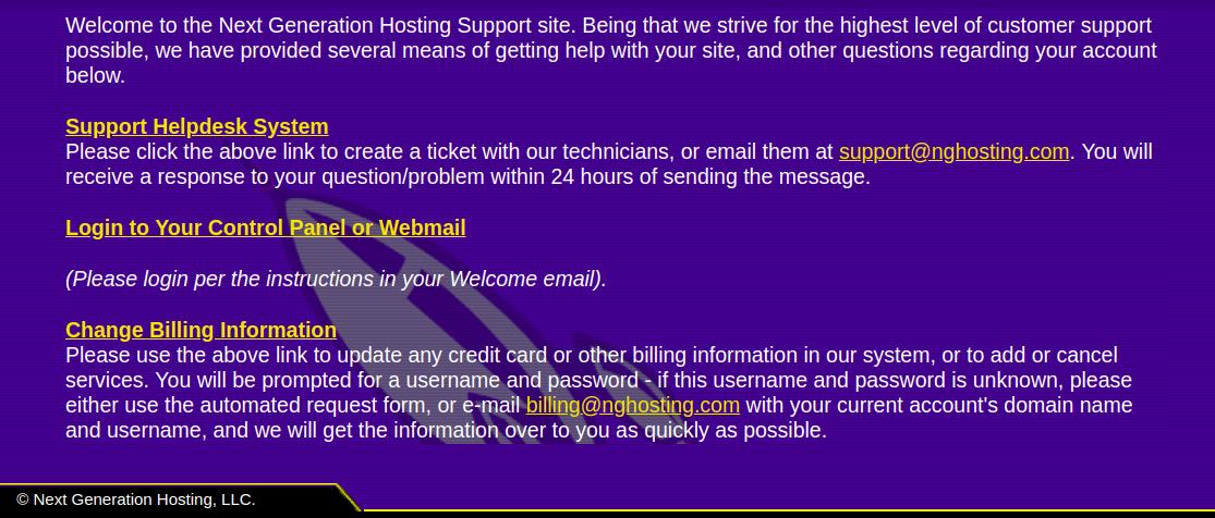 Next Generation Hosting support