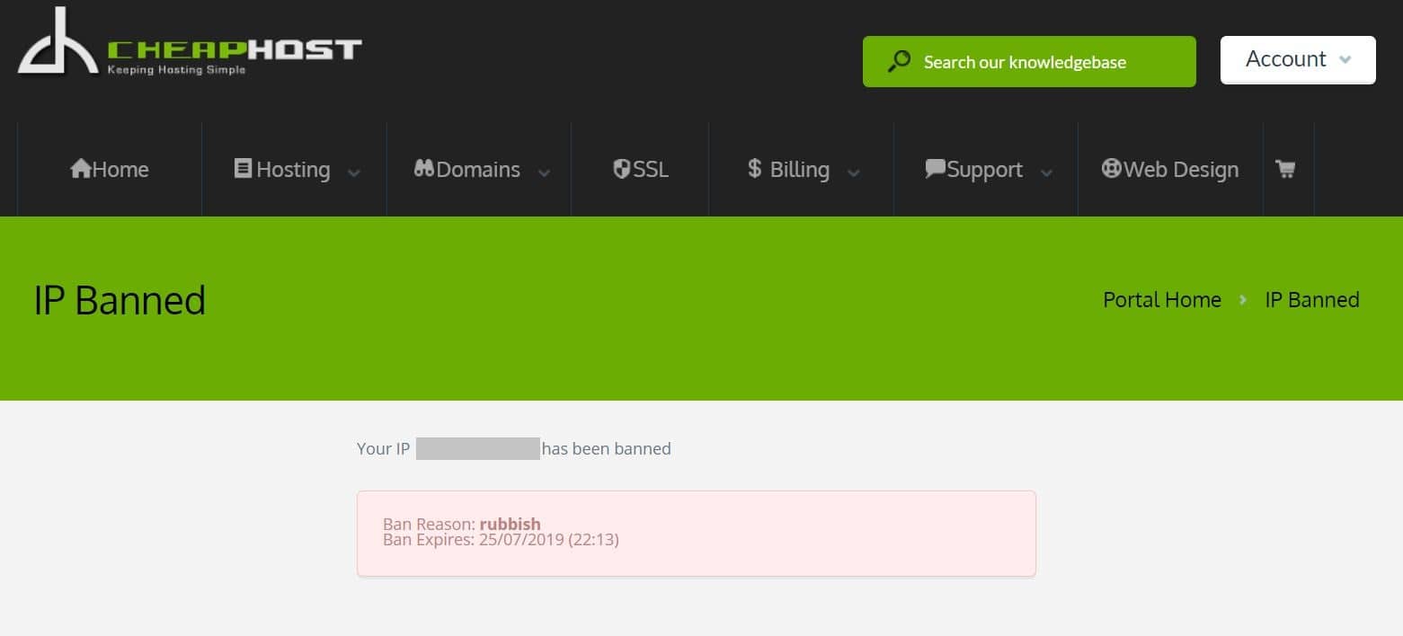 cheap host ip banned