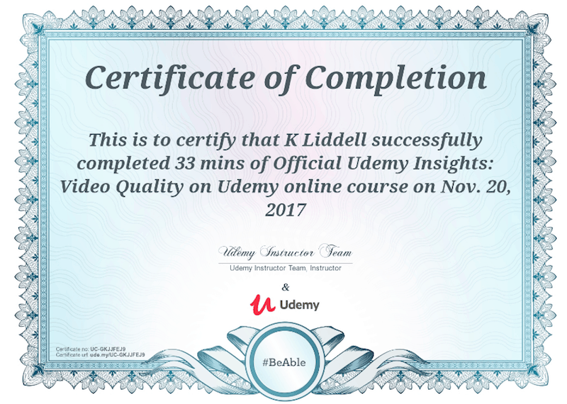 udemy course certificate