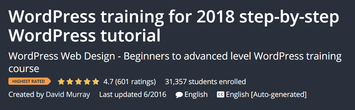 udemy wordpress course