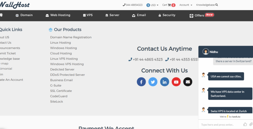 Customer Support Client Contact Page eWallHost 850x435