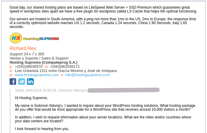 Hosting Supremo email received 1