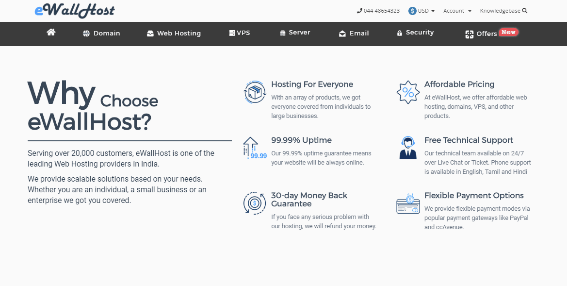 Most Affordable Web Hosting Provider in India eWallHost