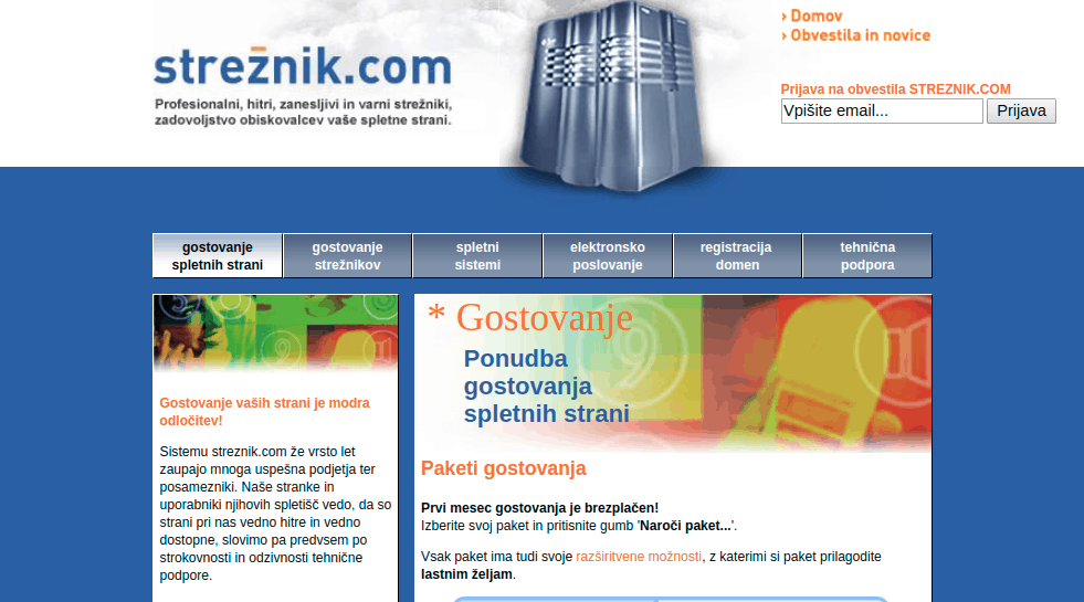 Streznik.com features