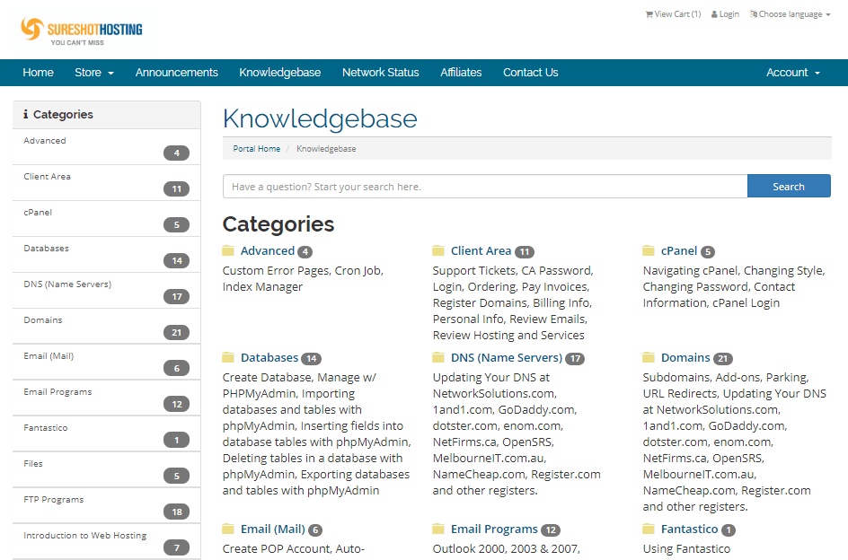 Sureshot Hosting knowledgebase
