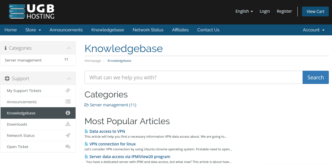 UGB Hosting knowledgebase