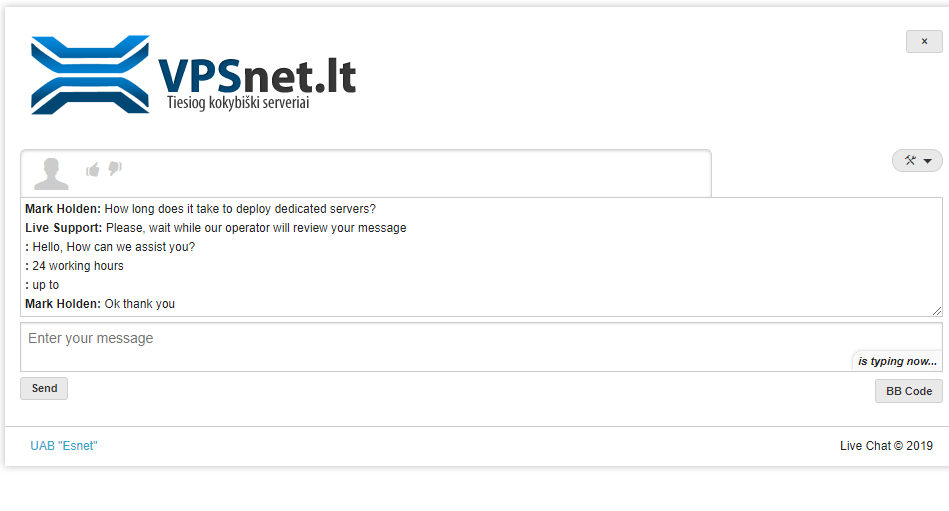 VPSnet livechat support