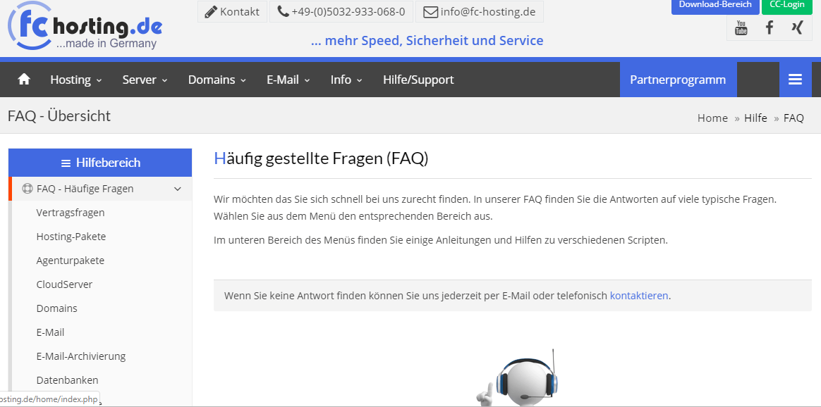 hosting.de support