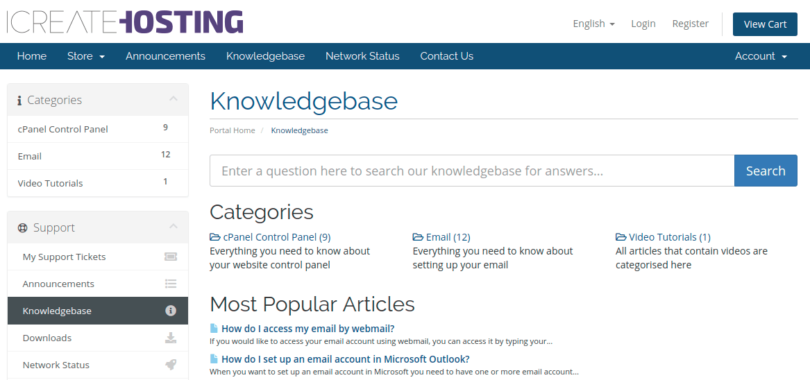 iCreate Hosting knowledgebase