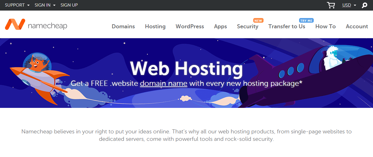 Namecheap homepage