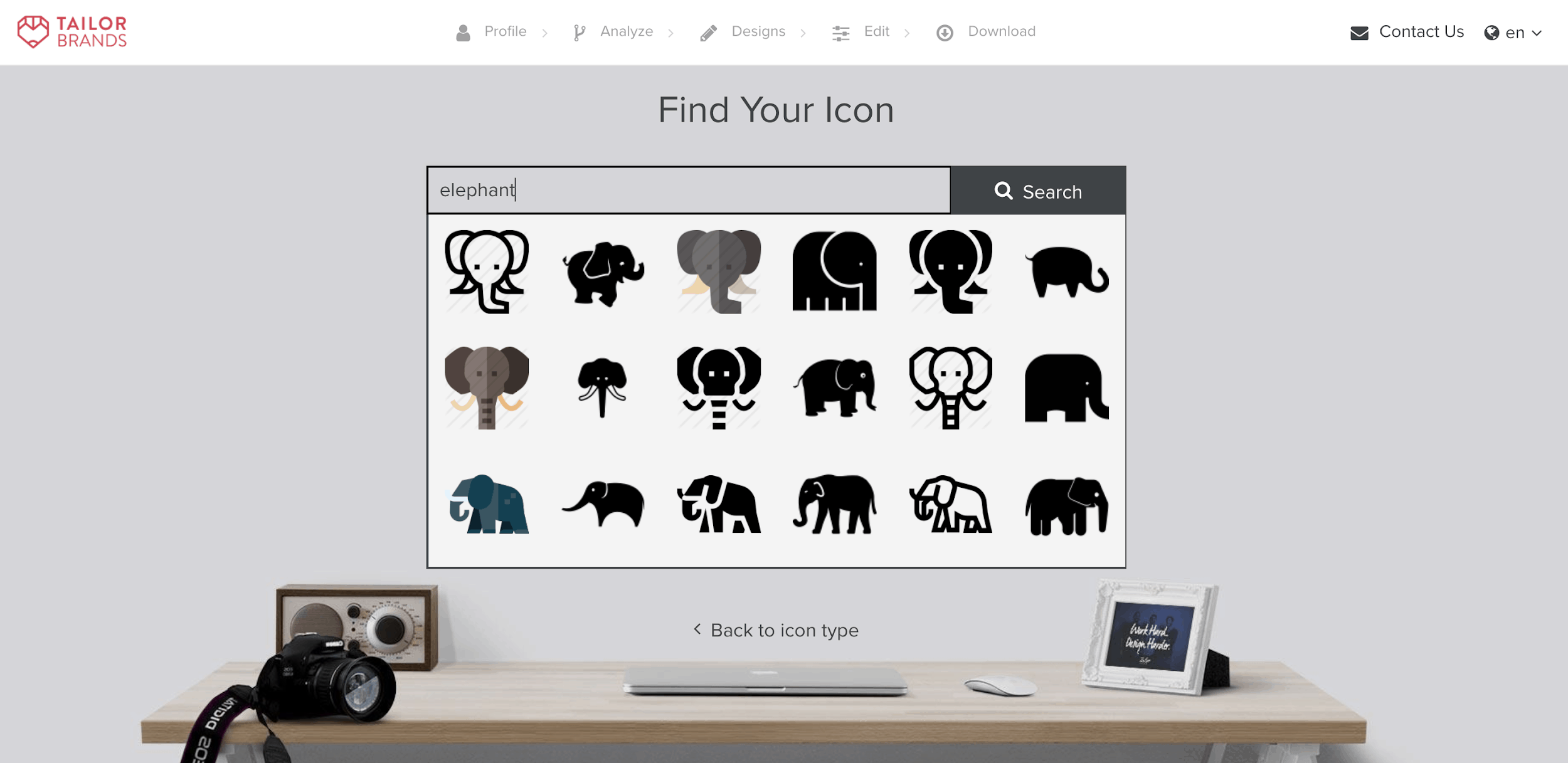 Tailor Brands screenshot - Find Your Icon