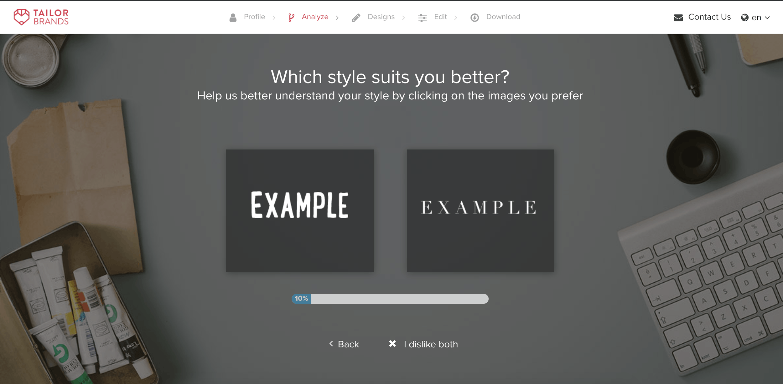 Tailor Brands screenshot - Font Styles