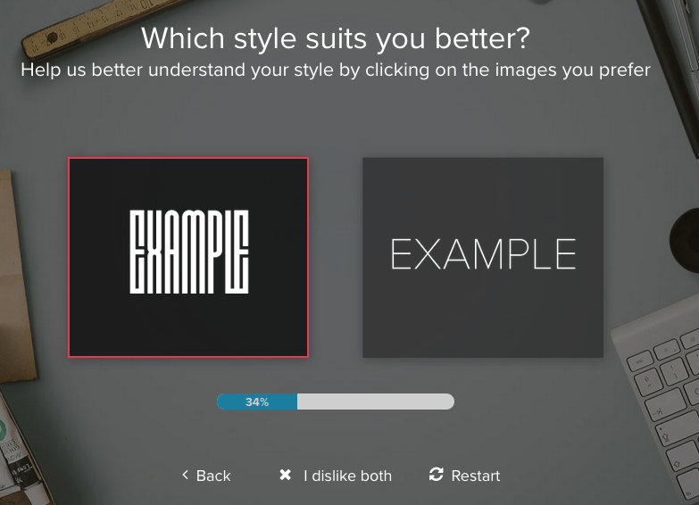 Tailor Brands screenshot - font options