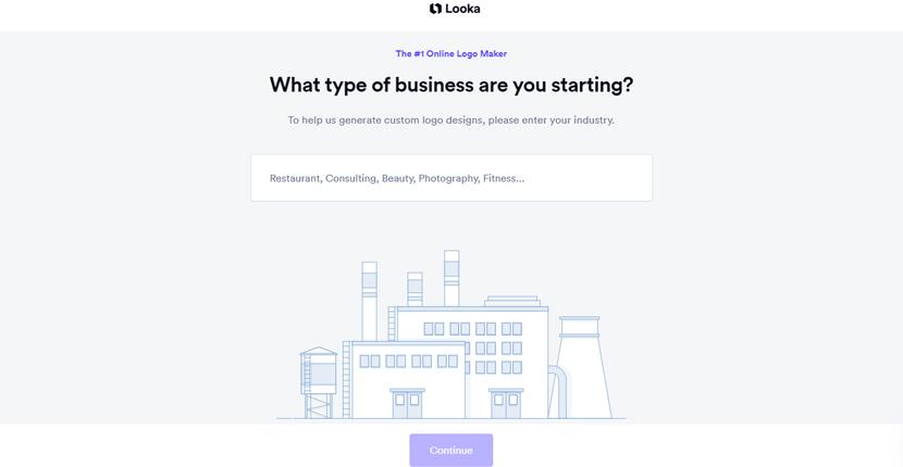 Looka screenshot - type of business
