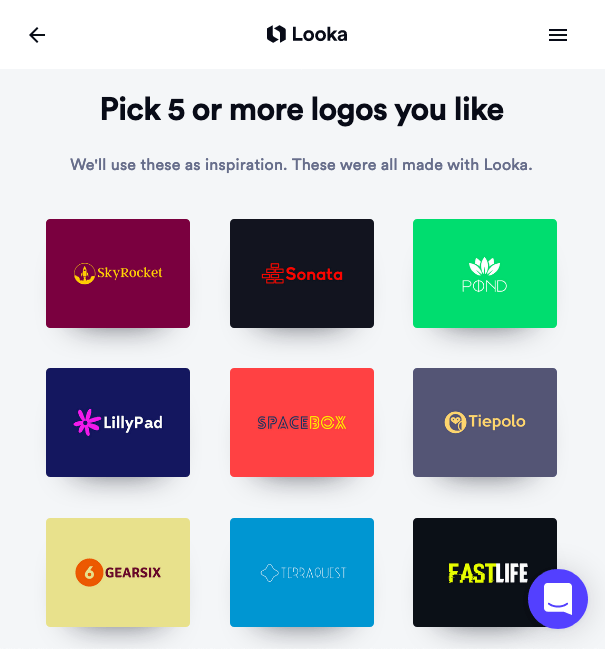 Looka screenshot - pick your favorite logos