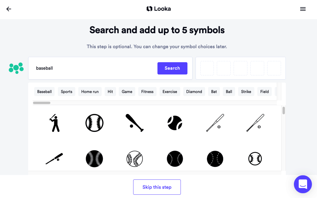 Looka screenshot - symbol library