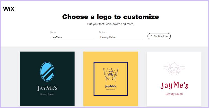 Wix Logo Maker screenshot - Choose a logo to customize