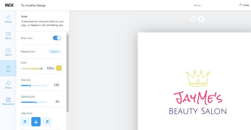 Wix Logo Maker editor - screenshot