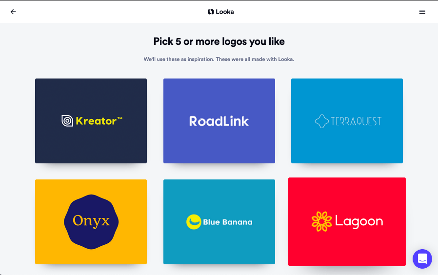 Looka screenshot - Pick your favorite logos