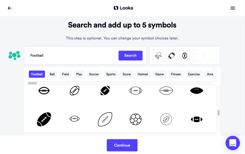 Looka screenshot - symbol library