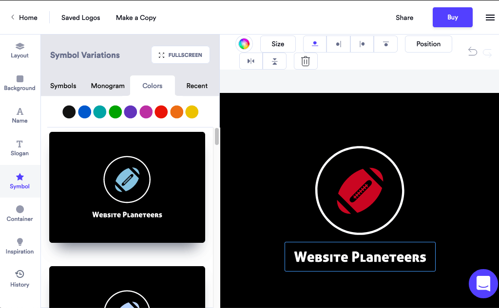 Looka screenshot - logo design editor