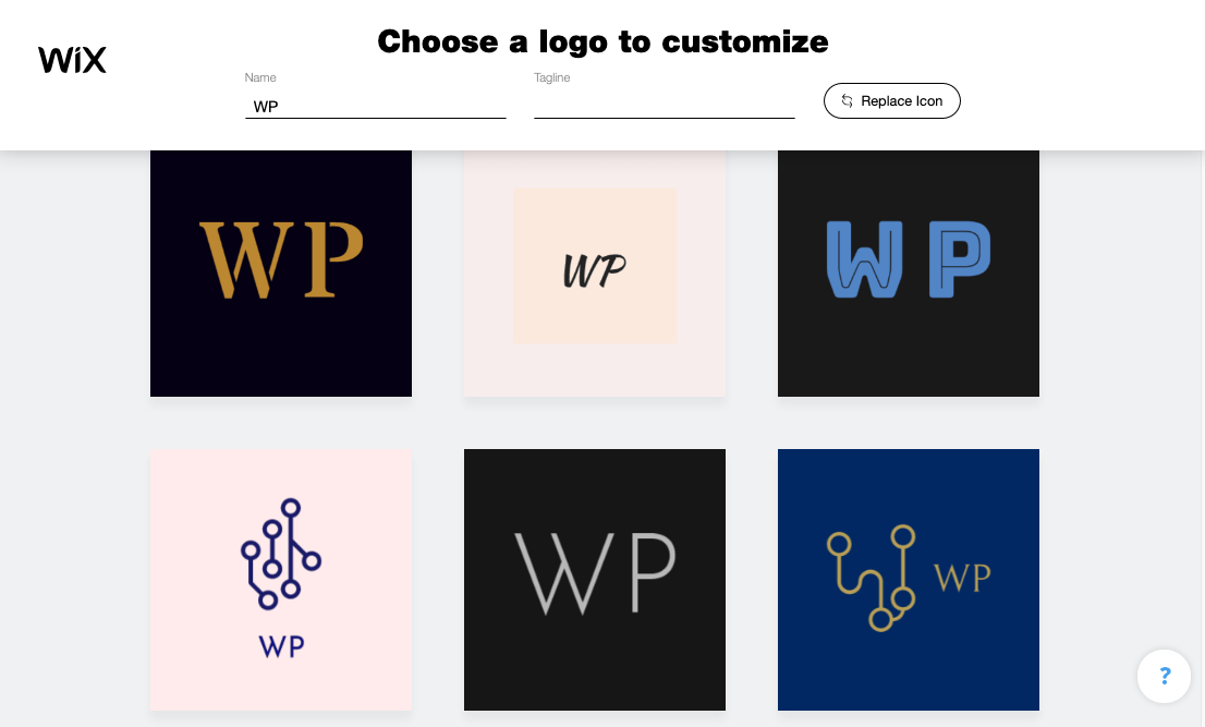 Wix Logo Maker screenshot - AI-generated logos