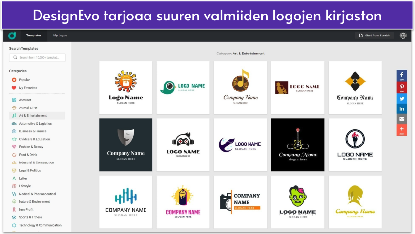 DesignEvo provides a large library-fi