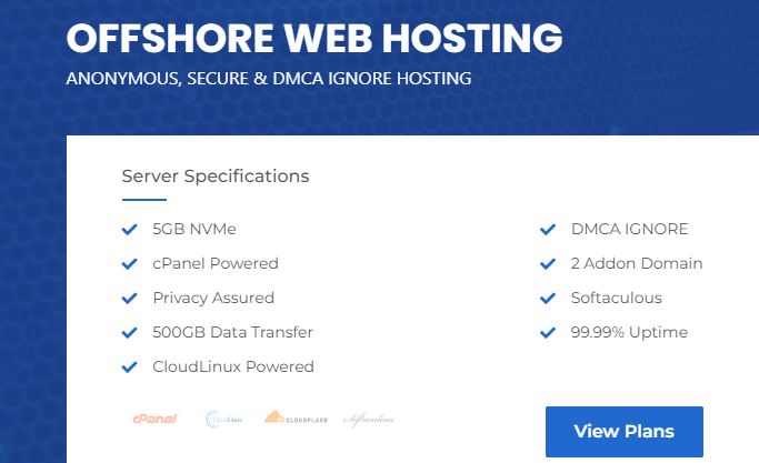 Feature list for WebCare360's offshore shared hosting