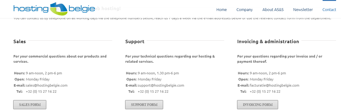Hosting Belgie support