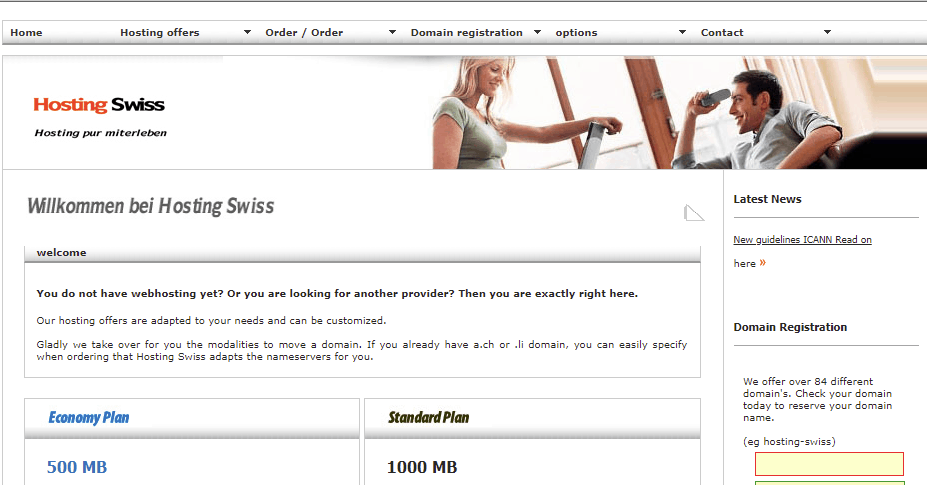 Hosting Swiss Hosting Webspace Domain Web Hosting Unl Traffic PHP