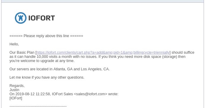 IOfort email replied