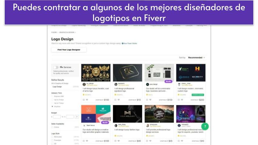 Puedes contratar a algunos de los mejores diseñadores de logotipos en Fiverr