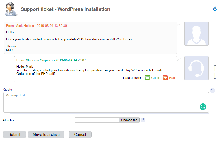 RealHost ticket support 1